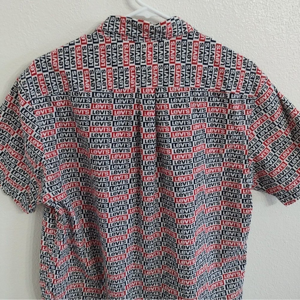 Levis Classic Retro Logo Pattern Button Down Shir… - image 4